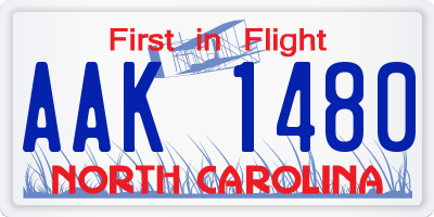 NC license plate AAK1480