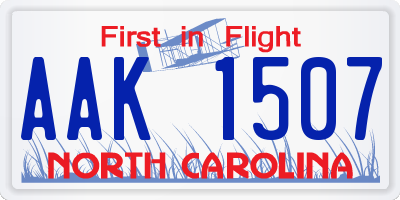 NC license plate AAK1507