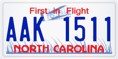 NC license plate AAK1511