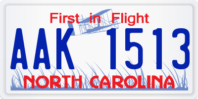 NC license plate AAK1513