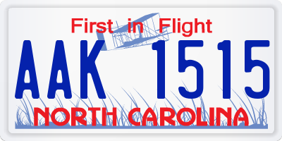 NC license plate AAK1515