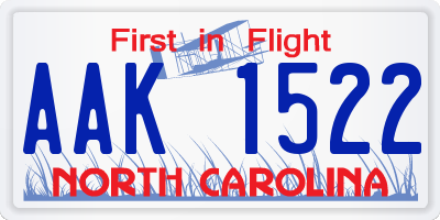 NC license plate AAK1522