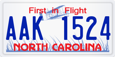 NC license plate AAK1524