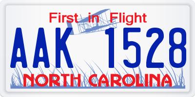 NC license plate AAK1528