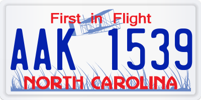NC license plate AAK1539