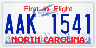 NC license plate AAK1541