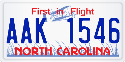 NC license plate AAK1546