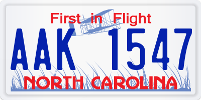 NC license plate AAK1547