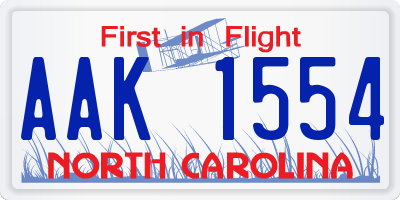 NC license plate AAK1554