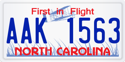 NC license plate AAK1563