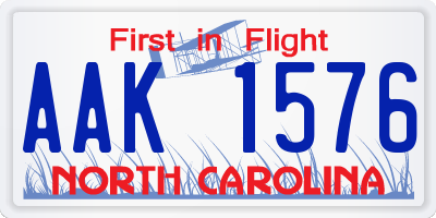 NC license plate AAK1576