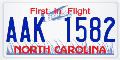 NC license plate AAK1582