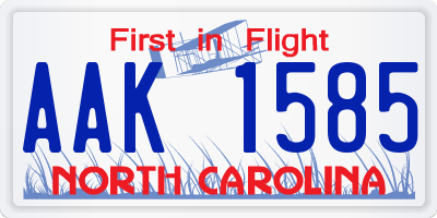 NC license plate AAK1585
