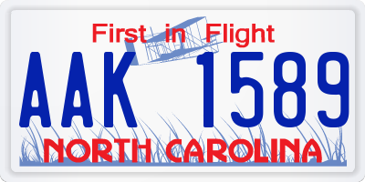 NC license plate AAK1589
