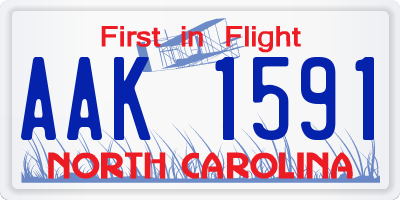 NC license plate AAK1591