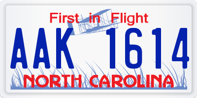 NC license plate AAK1614
