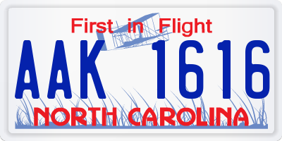 NC license plate AAK1616