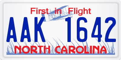 NC license plate AAK1642