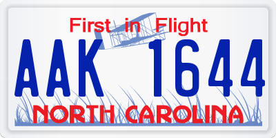 NC license plate AAK1644