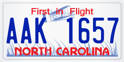 NC license plate AAK1657