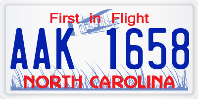 NC license plate AAK1658