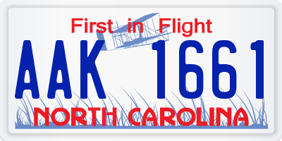 NC license plate AAK1661