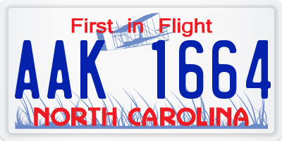 NC license plate AAK1664