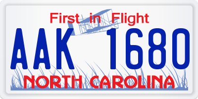 NC license plate AAK1680