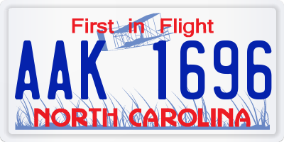NC license plate AAK1696