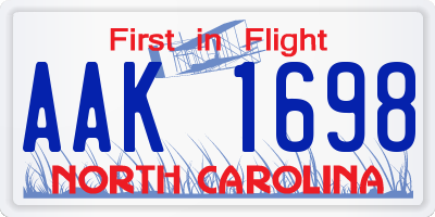 NC license plate AAK1698