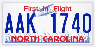 NC license plate AAK1740