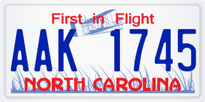 NC license plate AAK1745