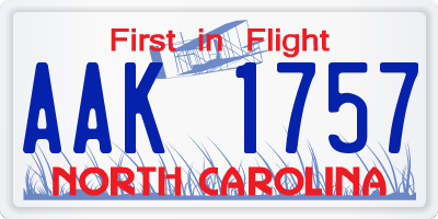 NC license plate AAK1757