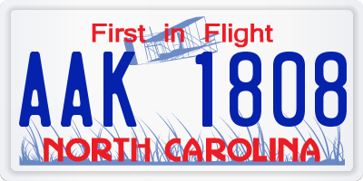 NC license plate AAK1808