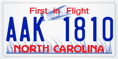 NC license plate AAK1810