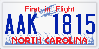 NC license plate AAK1815