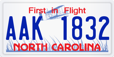 NC license plate AAK1832