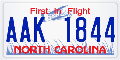 NC license plate AAK1844