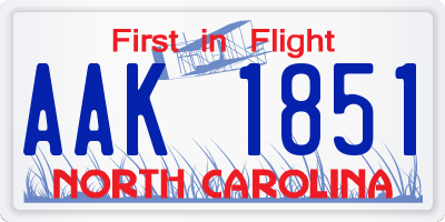 NC license plate AAK1851
