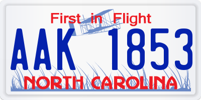 NC license plate AAK1853