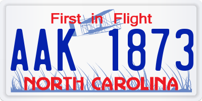 NC license plate AAK1873