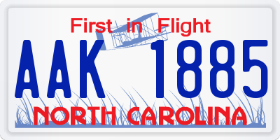 NC license plate AAK1885