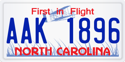 NC license plate AAK1896