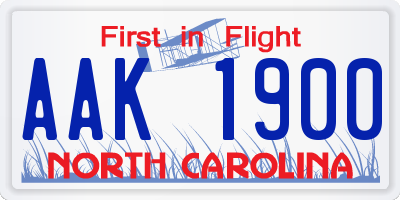 NC license plate AAK1900