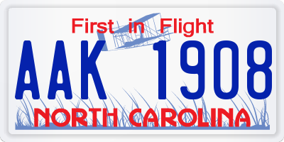 NC license plate AAK1908