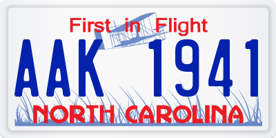 NC license plate AAK1941
