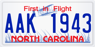 NC license plate AAK1943