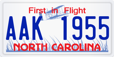 NC license plate AAK1955