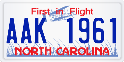 NC license plate AAK1961