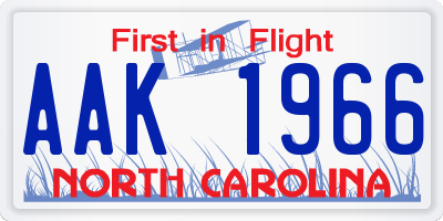 NC license plate AAK1966
